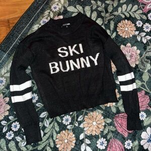 Fashion Nova Black and White 'Ski Bunny' Sweater